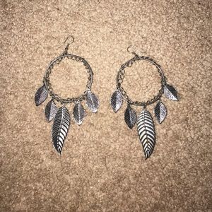 Feather hoop earrings